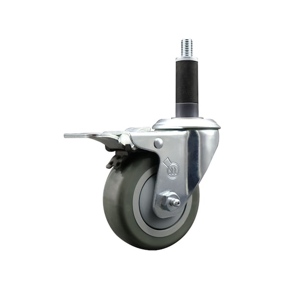3.5'' Gray Poly Swivel 1'' Expanding Stem Caster Total Lock Brake